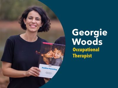 Georgie Wood holding a Triple&nbsp;P Positive Parenting booklet